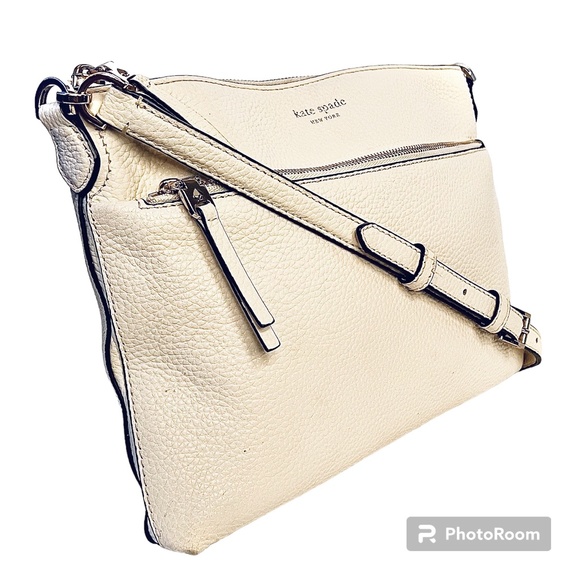 Kate Spade New York Medium Polly Leather Crossbody Bag White Parchment - Picture 3 of 11